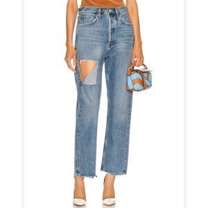 AGLODE 90's Mid Rise Loose Fit Denim Jeans Distressed in Portal Women’s Size 26
